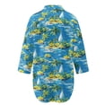 thumbnail image 5 of Xoenoiee Tropical Hibiscus Palm Tree Boat Print Women's Swimsuit Coverup Long Sleeve Bathing Suit Cover Ups Button Down Beach Dress Shirt for Swimwear Beachwear, XL, 5 of 7