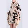 thumbnail image 5 of Aoochasliy Winter Scarfs Christmas Clearance Women's Trendy Loose Plaid Velvet Thickened Wool Collar Knitted Shawl Cloak Woolen Shawl Coat, 5 of 5