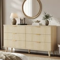 thumbnail image 1 of Laintene Commode à 6 Tiroirs pour Chambre, 53 Pouces de Large et Commode, Commode Cannelée Boho avec Panneau Ondulé, Organisateur de Rangement Moderne pour Salon, Naturel, 1 of 10