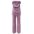 thumbnail image 5 of Women Outfits Sets Women Clothing Sets Outfits Clothing Set Female Round Neck Short Sleeve Tops Pants Sets Casual Pant Style S_553 Women's Tracksuits Purple L, 5 of 5