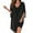 Black, variant on Antqov Dresses for Women, Solid Color Mesh Silver Print Shimmering 3/4 Sleeve V Neck Cocktail Dress, Party Gathering Breathable Cozy Wedding Guest Dress