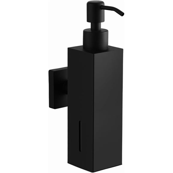 304 Stainless Steel Wall-Mounted Soap Dispenser, Square Hand Wash Pump for Kitchen & Bathroom, Liquid Soap Holder, Modern Design for Home & Commercial Use (Black)