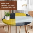 thumbnail image 5 of Round Tablecloth Yellow Black Graffiti Block Elastic Edge Fitted Modern Abstract Texture Art Plastic Table Cover,Waterproof Oil Proof for Dinner,Outdoor, Picnic, 55"- 60" DIA Tables, 5 of 8