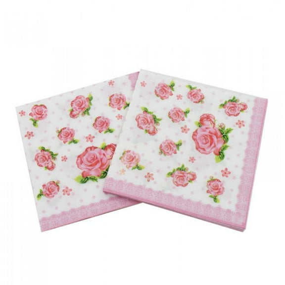 Vintage Floral Printed Paper Napkins Serviettes Luncheon Napkins Decorative Decoupage for Wedding Dinner Tea Party Crafts, 20 Count 33cm * 33cm