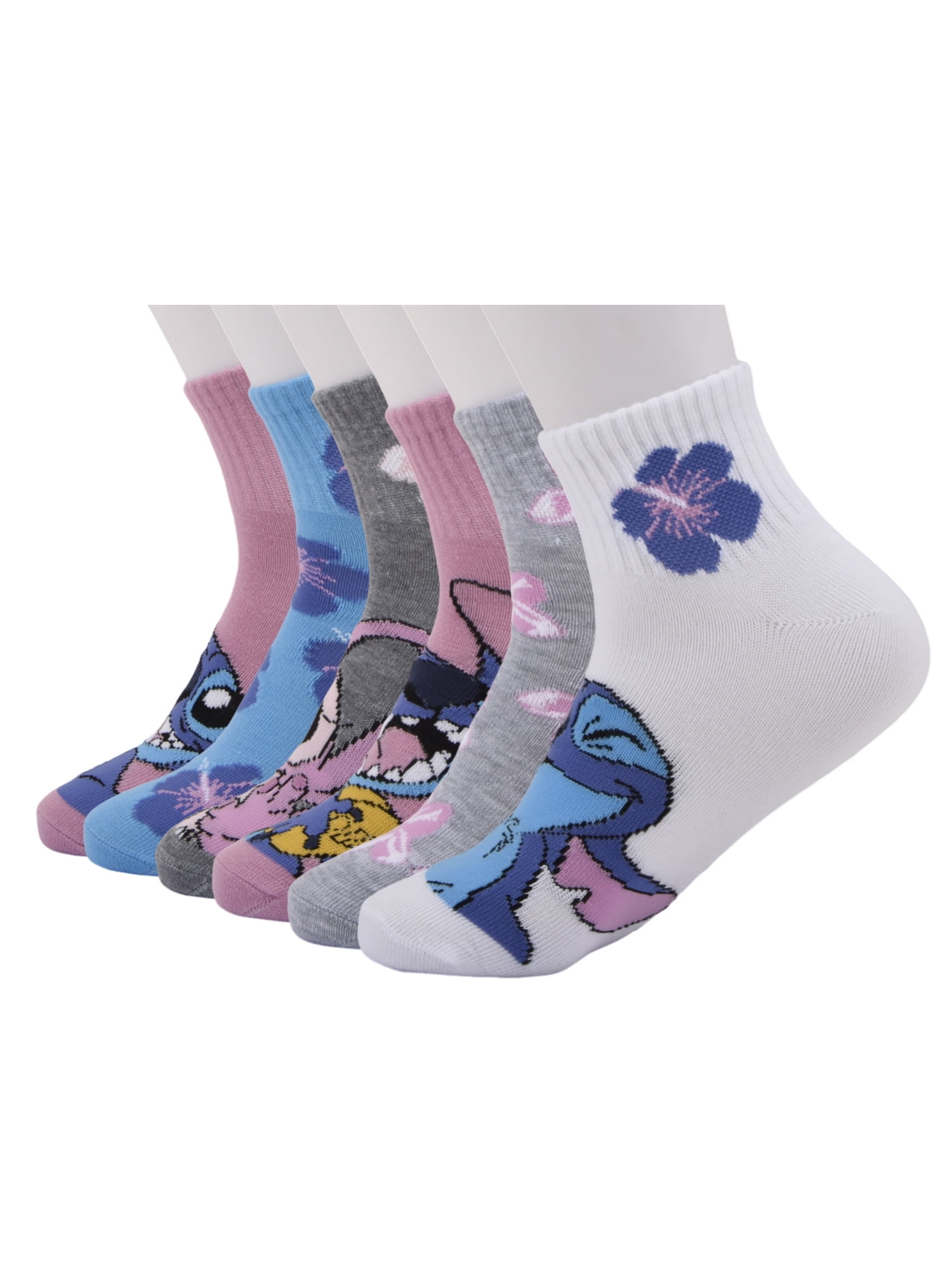 Stitch Girls 6-pack Ankle Socks, Sizes S-L