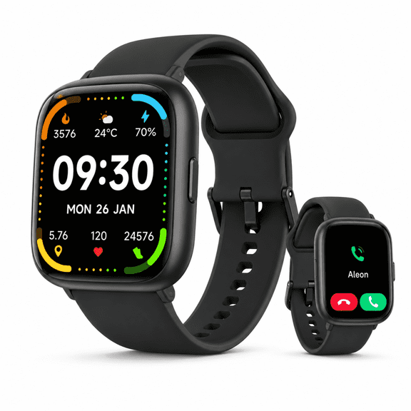 Vibeat Smart Watch 1.83" HD Bluetooth Calling IP68 Fitness Tracker Black