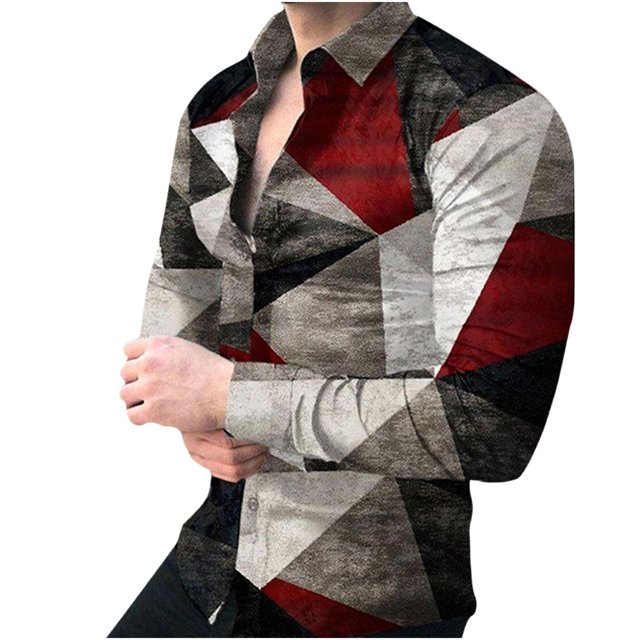 Camisa de blusa de manga larga con estampado de moda de primavera y otoño para hombre Pompotops oipoqjl28569