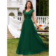 thumbnail image 4 of Dark Green V-Neck Sequin Lace Short Sleeve A-Line Evening Gown, 4 of 30