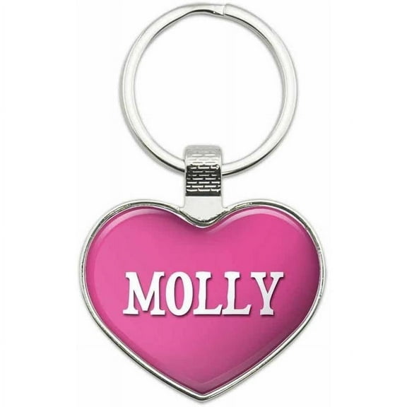 Molly - I Love Name Metal Heart Keychain Key Chain Ring, Pink
