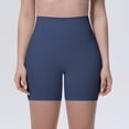 thumbnail image 4 of Dwellite No Front Seam High Waisted Workout Biker Shorts for Womens Tummy Control Soft Yoga Pants Gym Blue XL, 4 of 9