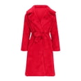 thumbnail image 5 of Olyvenn Women's Winter Warm Long Overcoat Faux Fur Coat Fluffy Plush Outerwear Mid-Length Thickened Warm Coat Solid Color Lapel Long Sleeve Overcoat Red 6, 5 of 6