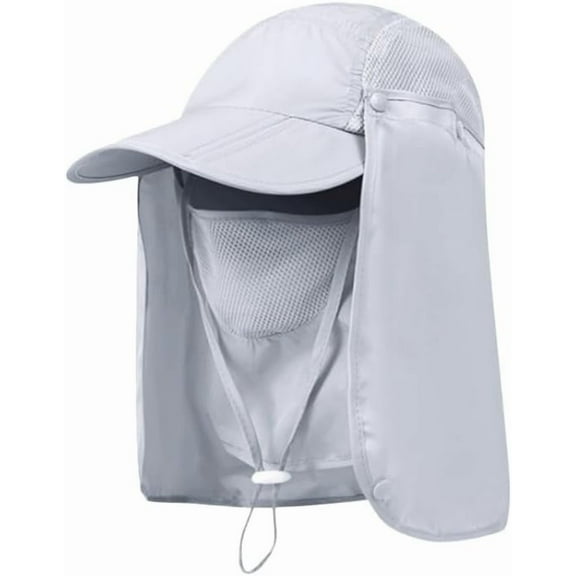 Foldable Sun Hats for Men Women Wide Brim UV Protection Fishing Hat Face Cover & Neck Flap Quick Drying & Ponytail-Hole
