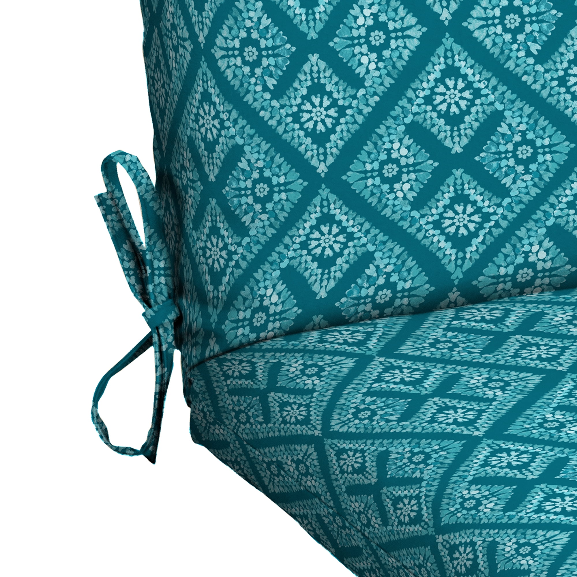 Mainstays 37"L x 19.5"W Teal Diamond Geo 1 Piece Rectangle Outdoor Chair Cushion