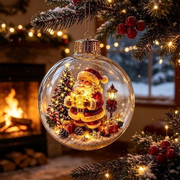 Glowing Christmas Story Ornament, Light-Up Mini Holiday Scene With Warm LED Light, Festive Keepsake Gift For Tree Mantel Holiday Decoration, Holiday Decoration & Gifting Use