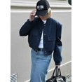 thumbnail image 4 of Chaqueta Bomber de manga larga para mujer, abrigos de carreras con bolsillo, prendas de vestir exteriores Vintage informales, Tops sólidos, nueva moda de primavera, 4 of 4