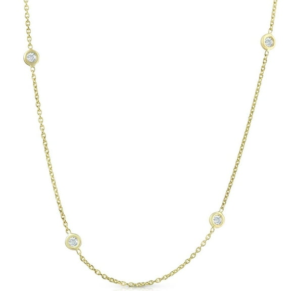 Pompeii 1ct Diamonds By The Yard 18" 14K Yellow Gold Womens Necklace (G-H,I1-I2)