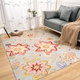 thumbnail image 4 of YJ.GWL Vintage Area Rugs Soft Fluffy Floral Rug Carpet for Bedroom Indoor Living Room Home Decor, 4'X6', Blue, 4 of 6