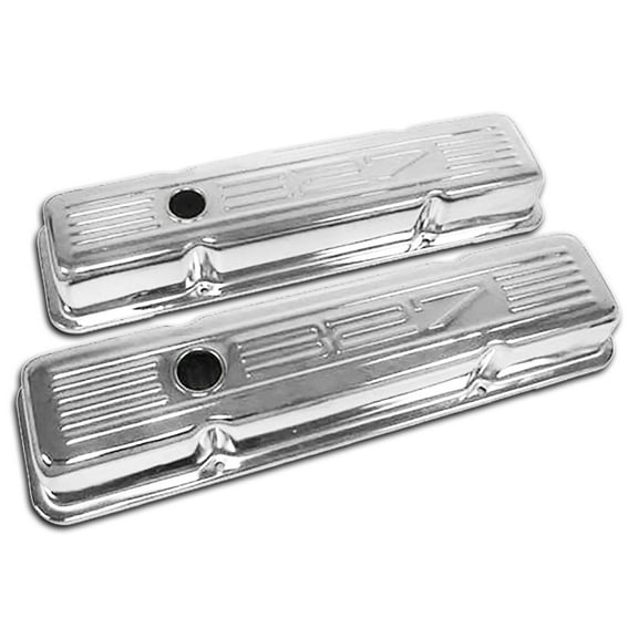 FOR 1958-1986 CHEVY SMALL BLOCK 327 TALL STEEL VALVE COVERS CHROME WITH 327 LOGO
