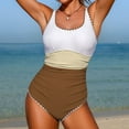 thumbnail image 5 of Afdoent Women One Piece Swimsuits Women's Color Swimsuit V Neck Bathing With Adjustable Straps And High Leg Cut Women's Clothing, 5 of 6