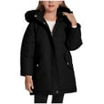 thumbnail image 3 of newwalpole Girls' Winter Warm Coat Fleece Lined Long Jacket with Furry Hood Black for Size 11-12 Years, 3 of 6