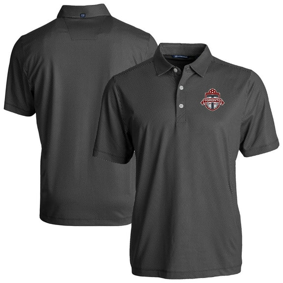 Men's-Cutter & Buck  Black Toronto FC Pike Eco Symmetry Print Stretch Recycled Polo