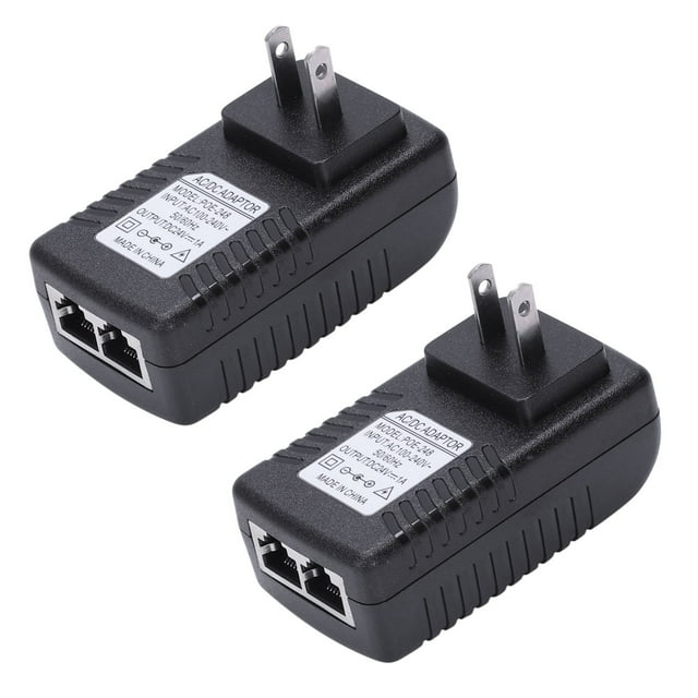 2X Power Supply Ethernet POE Injector Adapter for IP Phone Gateway IP Camera(24V/1A US Plug),2 * Power Supply,Black