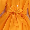 thumbnail image 6 of Sngxgn Girls Dresses Solid Color Tie Back Long Sleeve Ruffle Hem Casual Elegant Little Girl Dresses(Orange,5Y), 6 of 8