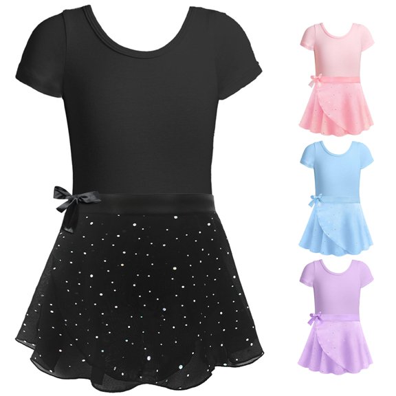 XAOFW Ballet Leotards For Girls With Removable Skirt Combo Tie Ruffle Sleeve Ballet Dance Dress Outfit 2 12 Years11111 Comfortable Sundress 2-3 Years