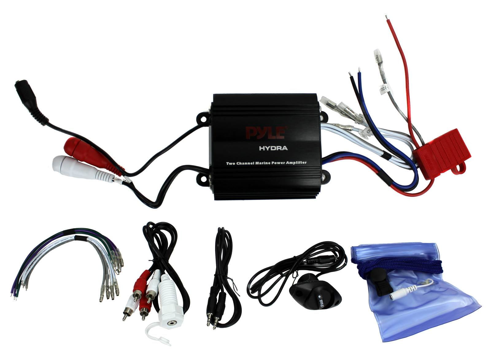 Waterproof Audio Power Amp Pyle PLMRMB4CB Bluetooth Marine Amplifier Kit 4-Ch 
