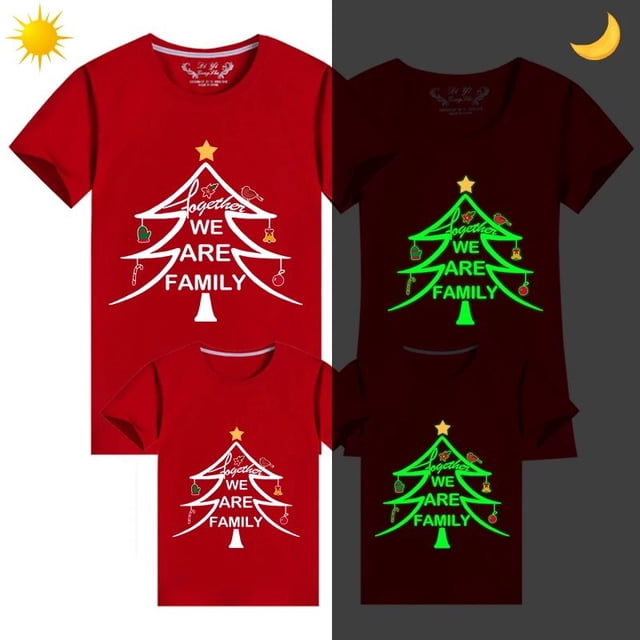 Camisetas navideñas a juego para la familia, diseño exclusivo luminoso, We are Family, árbol de Navidad familiar