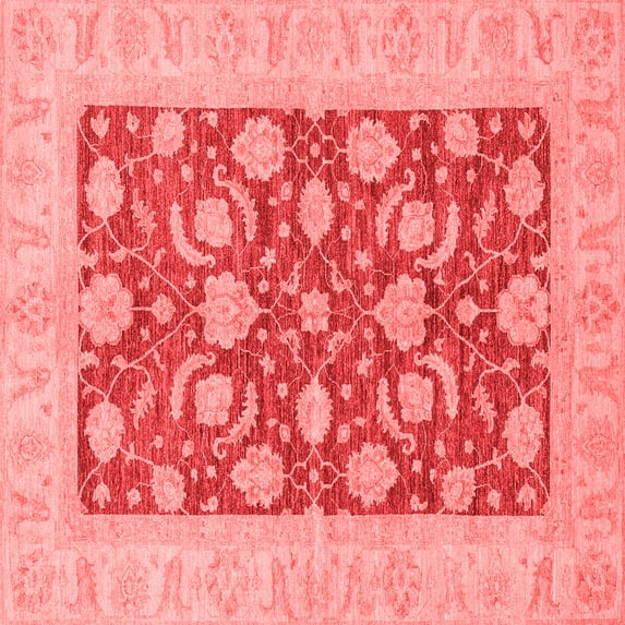 Ahgly Company Machine Washable Indoor Square Abstract Red Modern Area Rugs, 7' Square