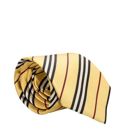 - Burberry London Mens Necktie Classic Diagonal Stripe Pattern Wide Cut Silk Tie (Diagonal Yellow/Black/Red)