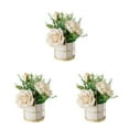 thumbnail image 2 of relayinert Simulation Flower Set Low Maintenance Easy To Clean Fake Peony Silk Hydrangea Flower Silk Artificial Flowers With Vase rose white 3Set, 2 of 6