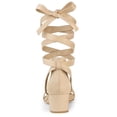 thumbnail image 3 of Sandalias Punta Abierta Tacón De Bloque Cordón Arriba Para Mujer Beige 39, 3 of 7