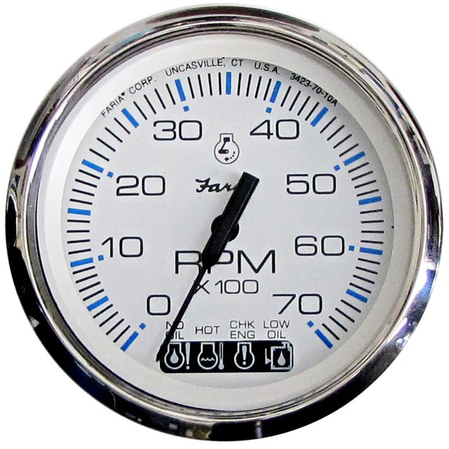 Tacómetro Faria Chesapeake Blanco SS 4" SystemCheck 7000 RPM