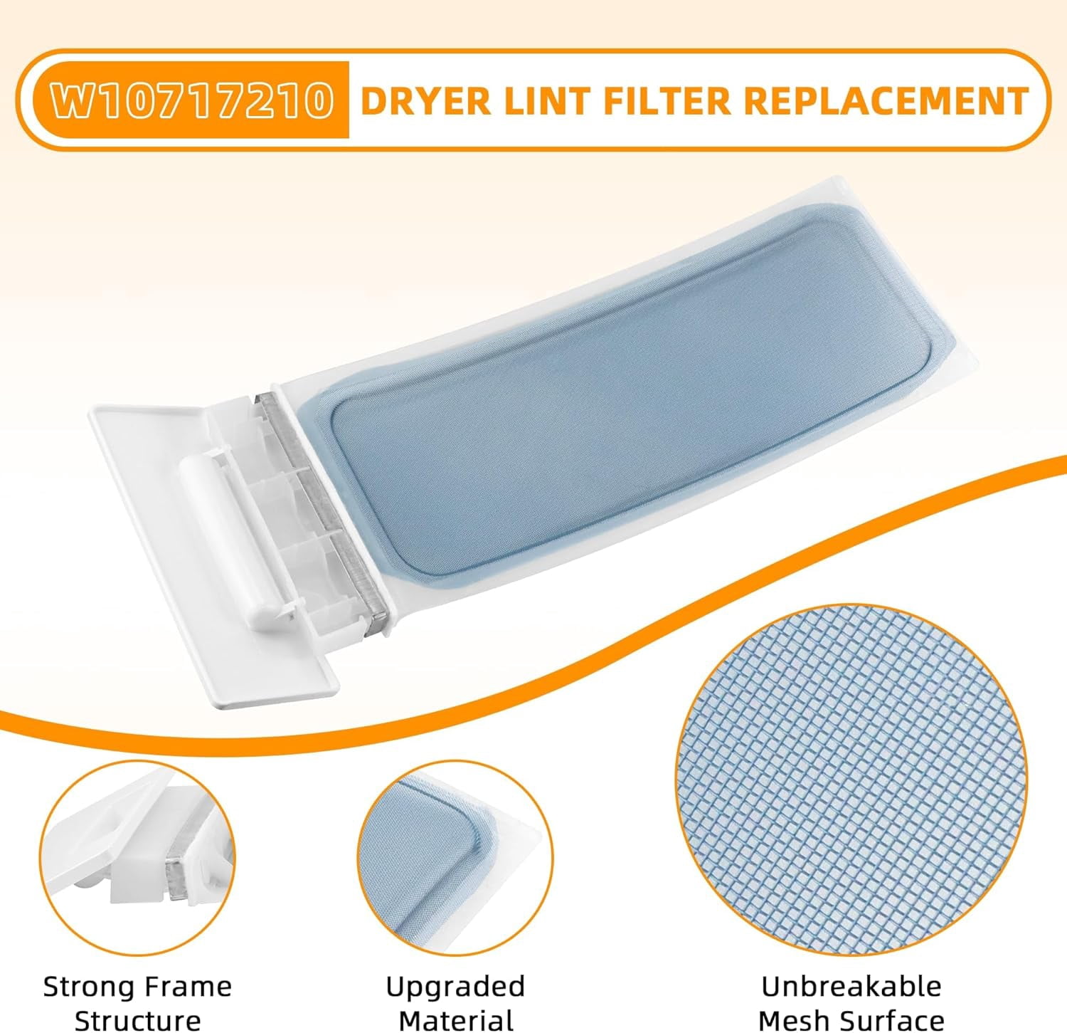 W10717210 Dryer Lint Screen Filter Replacement for Whirlpool Kenmore Maytag Dryer, White Lint Trap Screen, Replaces W11778253 WPW10717210 W11607443 W11522758