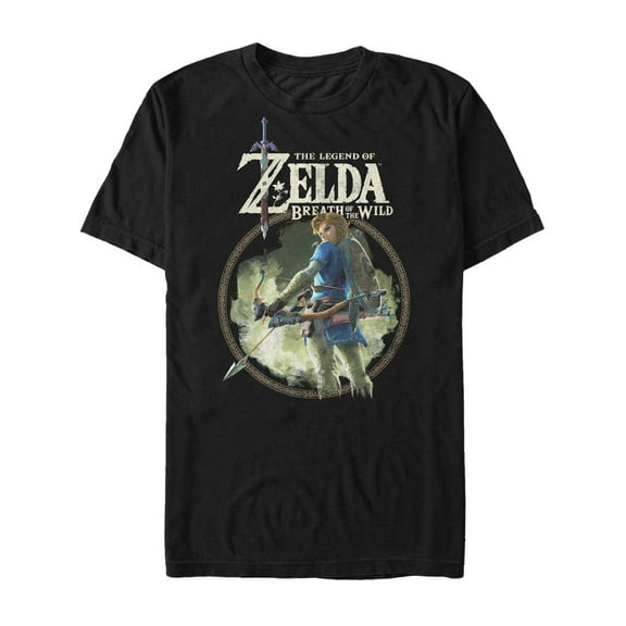 Men's Nintendo Legend of Zelda Breath of the Wild Circle  Graphic Tee Black Medium