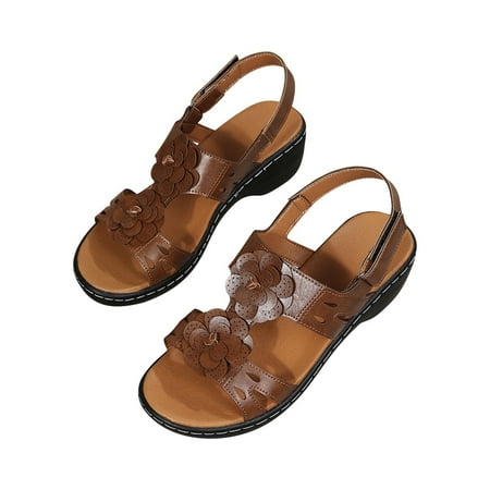 

KBKYBUYZ Ladies Slippers Casual Women s Shoes Roman Fish Mouth Casual Wedges Flower Sandals