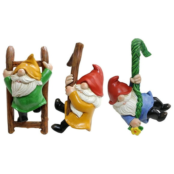 Miangastore 3 Pcs Statue de Jardin Gnome Figurine en Résine Gnome Décoration Amusante Statue de Bureau Gnome Ornement