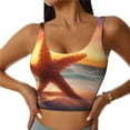 thumbnail image 2 of Haiem Starfish Sunset Sea Beach Pattern Womens Sports Bra - U Neck Padded Low Impact Yoga Bra Workout Crop Top Gym Moisture-Wicking Workout Vest -, 2 of 9