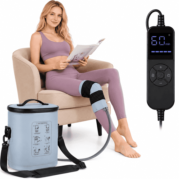 Cold Therapy Machine, Portable Ice Machine for Knee Shoulder Ankle, Ice Machine System with Timer & Temp Control, 15QT Leak-Proof Ice Barrel, 8-12 Hour Cooling for Relief