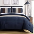 thumbnail image 2 of Chezmoi Collection Briar 7-Piece Queen Bed in a Bag Comforter Set with Sheets - Lightweight Comforter Midnight Blue Brown Coffee Luxury Pleated Stripe Bedding Set for All Season, 2 of 9