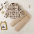 thumbnail image 2 of Uccdo 2Pcs Toddler Baby Boys Girls Brother and Sister Matching Outfits Set Kids Plaid Shirt Jacket Top + Solid Long Pants 18M-6T, 2 of 8