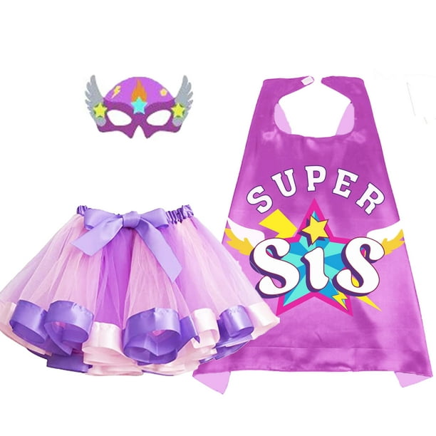 Disfraz de superhéroe de D.Q.Z con vestido de tutú y máscara, color morado