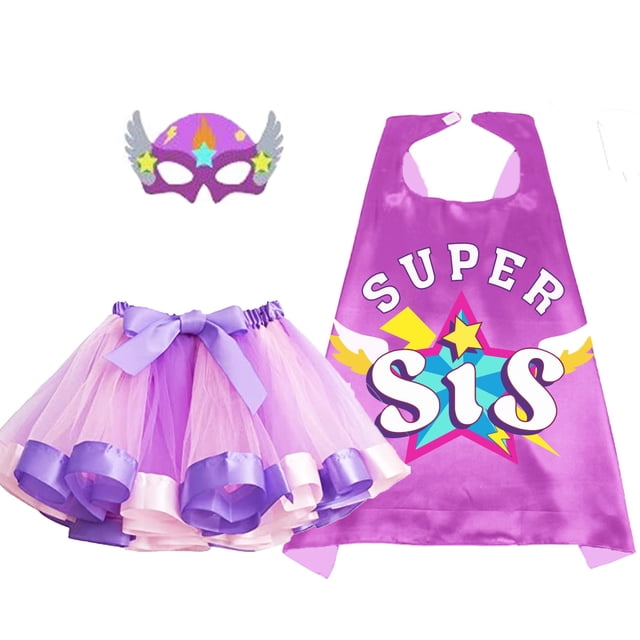 Disfraz de superhéroe de D.Q.Z con vestido de tutú y máscara, color morado