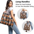 thumbnail image 2 of 5 Pack Foldable Shopping Bag,Orange and Black Plaid Christmas Snowflake Pattern Reusable Grocery Bags with Pockets,Large Reusable Tote Bags with Handles Waterproof & Lightweight, 2 of 6