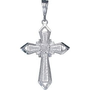 EJEWELRYPLUS Sterling Silver Cross without Jesus Pendant Necklace with Diamond Cuts and Chain