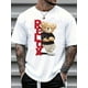 thumbnail image 1 of Men's Summer Letter Bear Print Round Neck Short Sleeve Casual T-Shirt, Casual Sporty Tee, Summer Gifts, 1 of 6