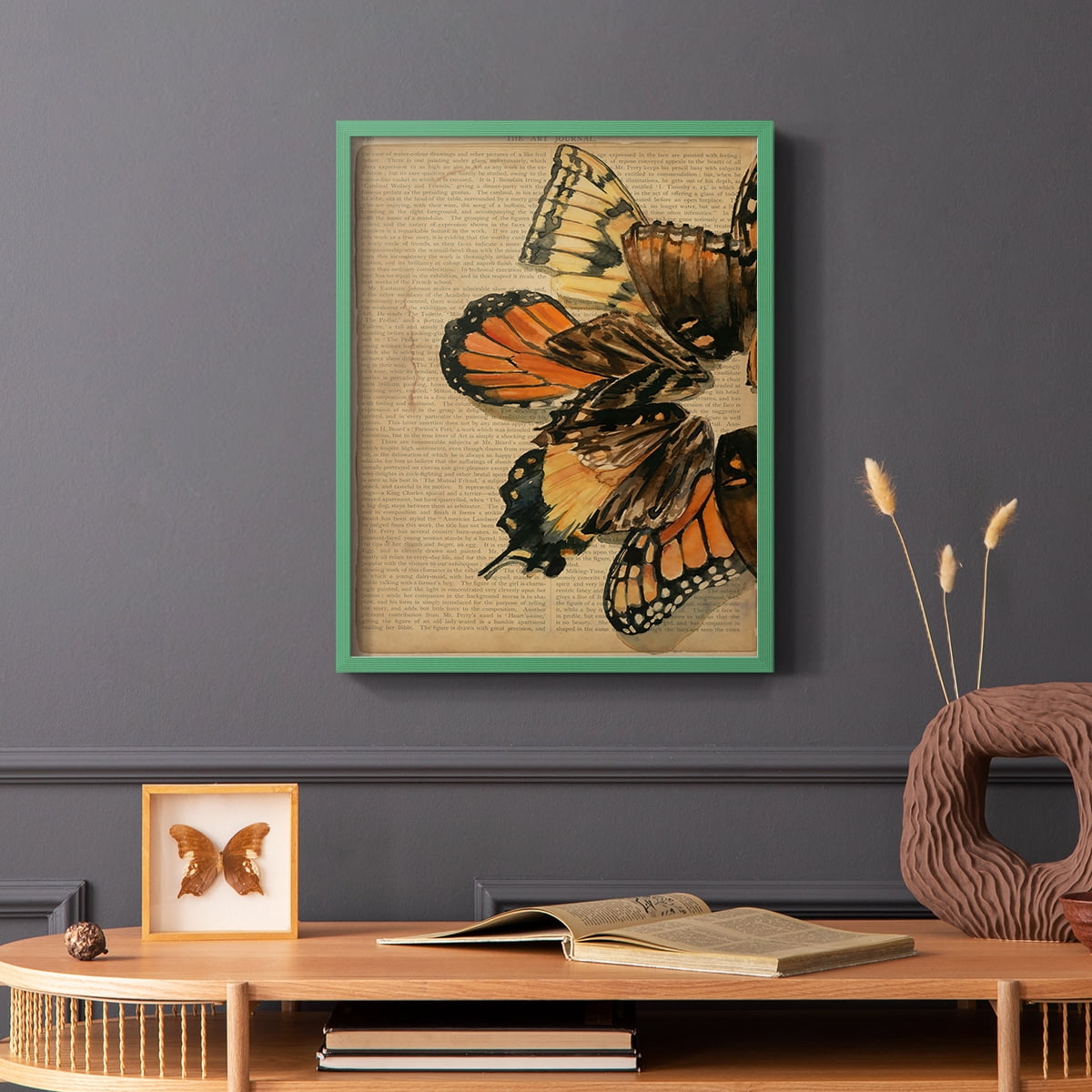 Winged Wreath II Framed Print - Solid Wood in Single Picture Frame Solid Wood 2 Framed Print
