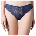 thumbnail image 2 of WTXUE Intimates | Waist Comfortable Hollow Ruffle Womens Low Bow Lace Underwear | 1 Piece Dark Blue M, 2 of 6